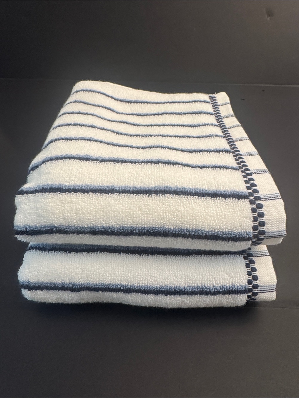 TRULY LOU Quick Dry Striped 8pc Zero Twist Cotton Bath Towel Set - Navy/White - Picture 5 of 11